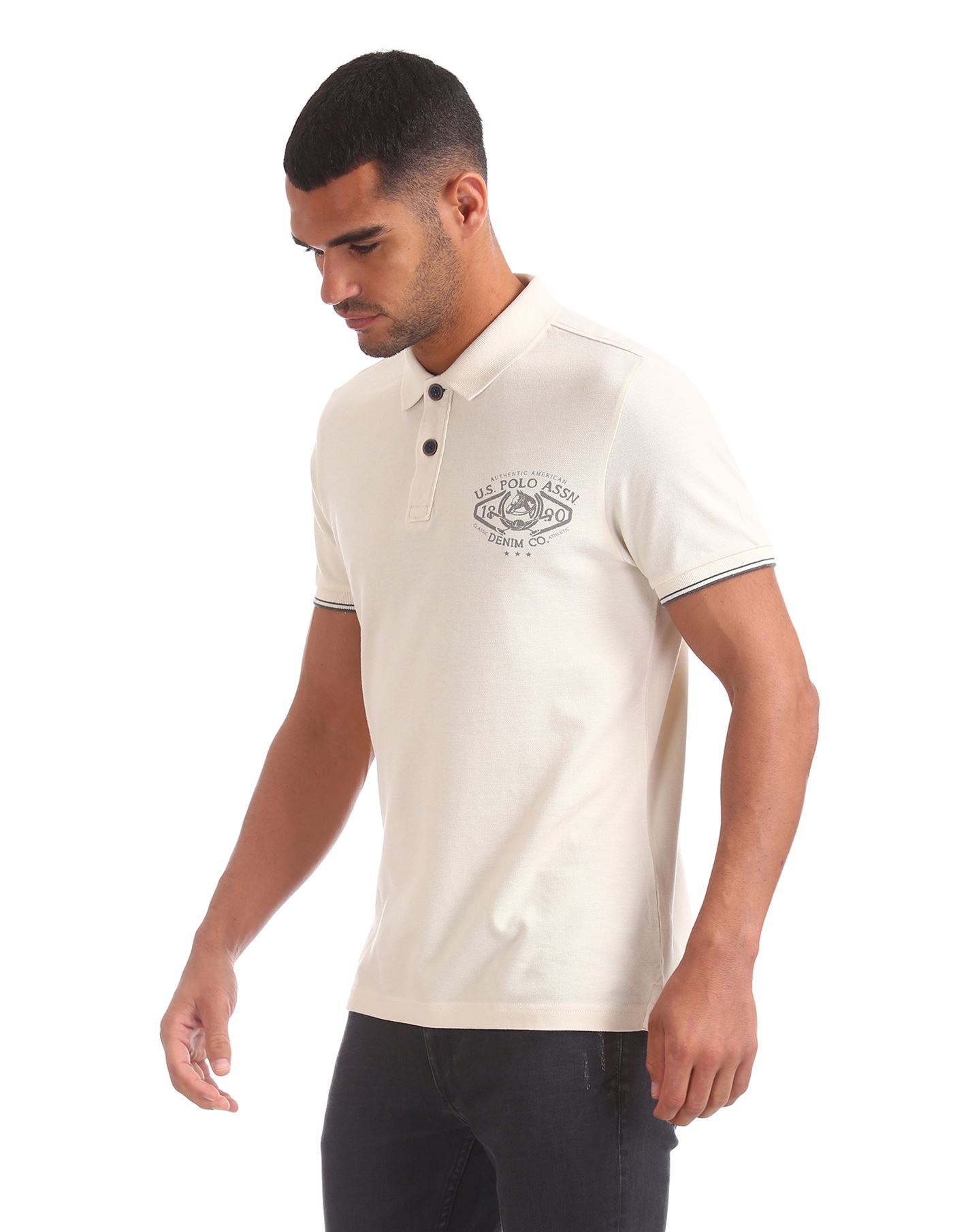 U.S.Polo Assn. Men Casual Wear White T-Shirt